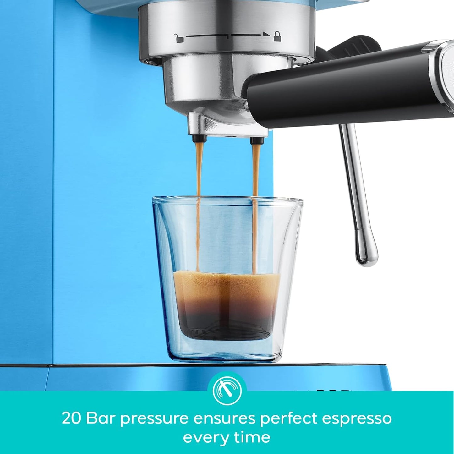 CASABREWS CM5418 Espresso Machine 20 Bar, Stainless Steel Espresso Maker with Milk Frother Steam Wand, Professional Coffee Machine with 34oz Removable Water Tank, Baby Blue