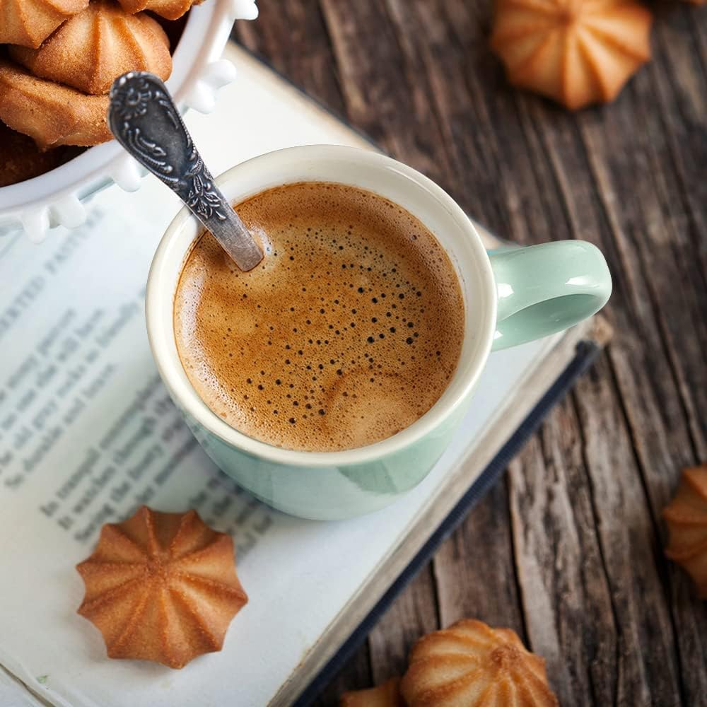 homEdge Mini Procelain Espresso Cup, 4 Ounces / 120 ml Tiny Coffee Mugs Ceramic Demitasse for Espresso, Tea- Set of 6, Turquoise