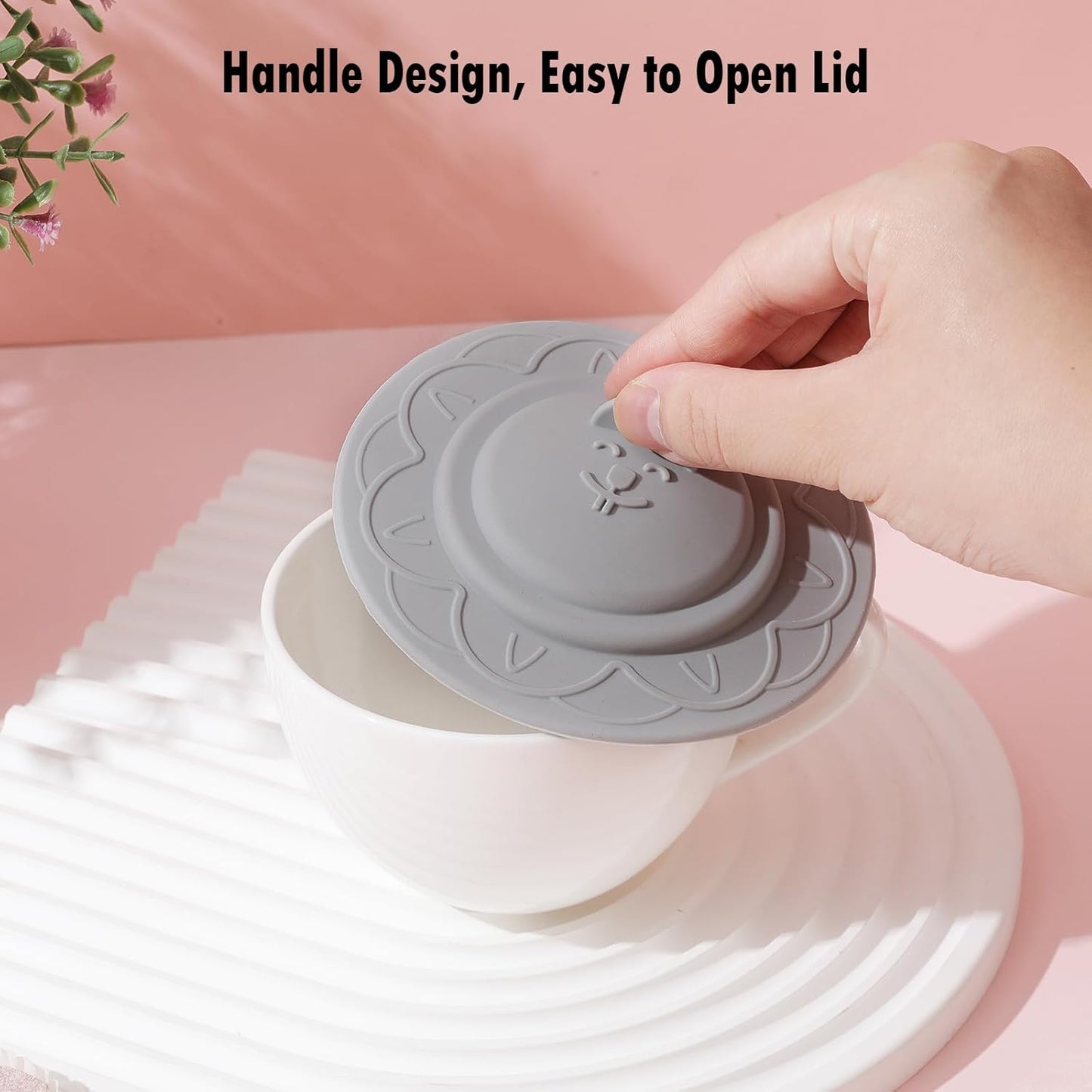 Cat's face Silicone Cup Covers (Set of 4) ， Multicolored Silicone Lids for Mugs, Cups, Tea Pots,Flexible Mug Covers，Hot Cup Lids for Coffee & Tea