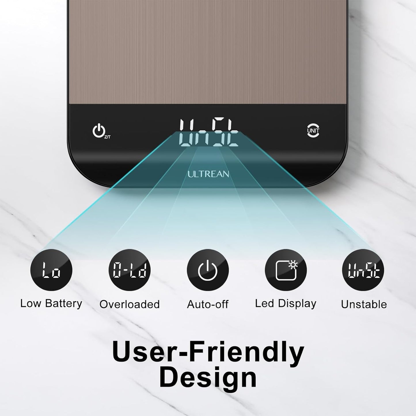Ultrean Food Scale, Digital Kitchen Scale with LED Display, Weight Grams and Ounces for Baking Cooking, 6 Units with Tare Function, 11lb (Batteries Included)