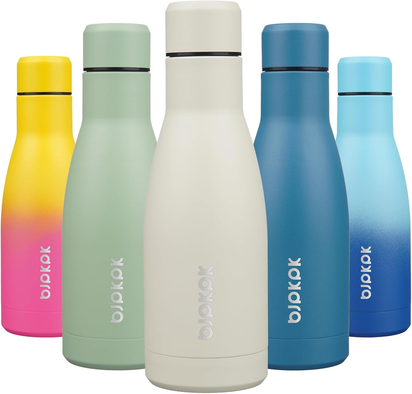 BJPKPK 12oz Water Bottles Stainless Steel Double Wall Vacuum Insulated Small Water Bottles for Travel,Beige