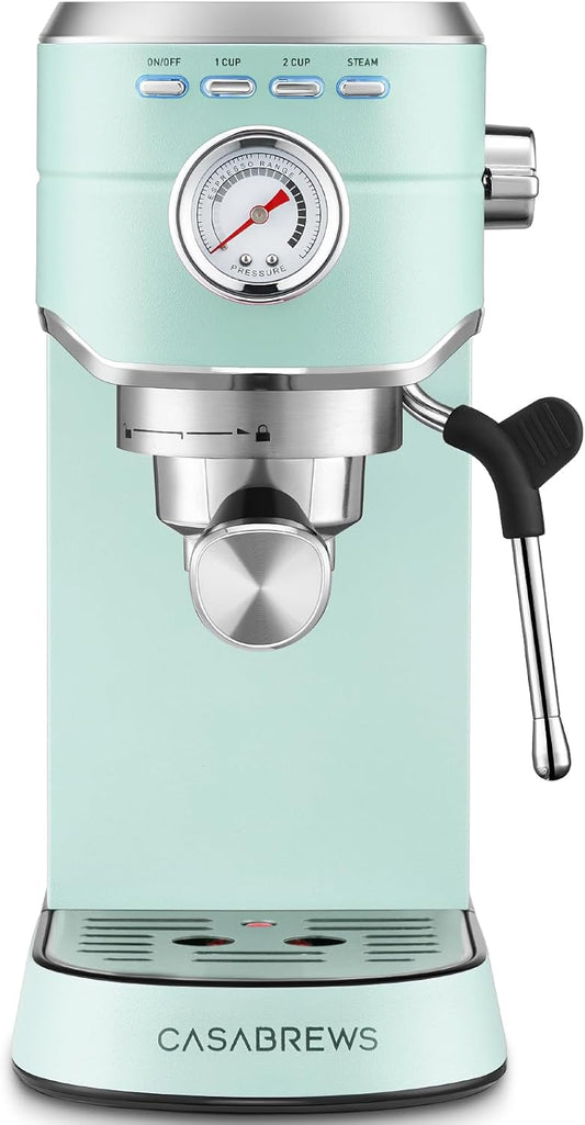 CASABREWS CM5418 Espresso Machine 20 Bar, Cappuccino Machine with Milk Frother Steam Wand, Stainless Steel Espresso Maker for Home, Espresso Coffee Machine with 34oz Removable Water Tank, Pastel Green
