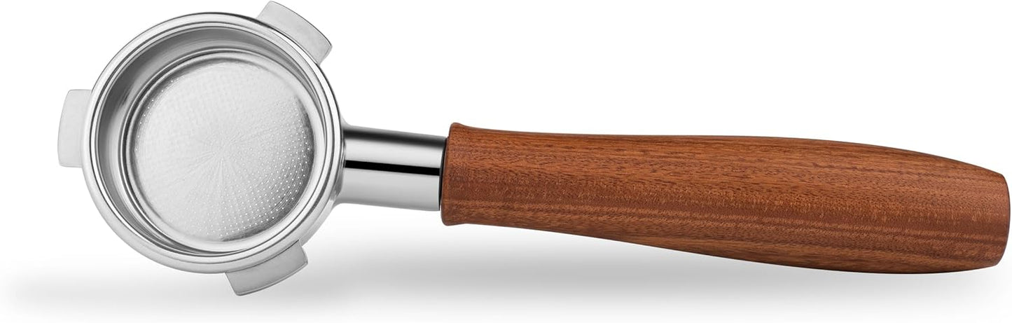 LILQ 54mm Naked Bottomless Portafilter Compatible with Breville Barista Express, Barista Pro, Bambino, and More – 18-20g basket included (Rosewood Smooth, 54mm)