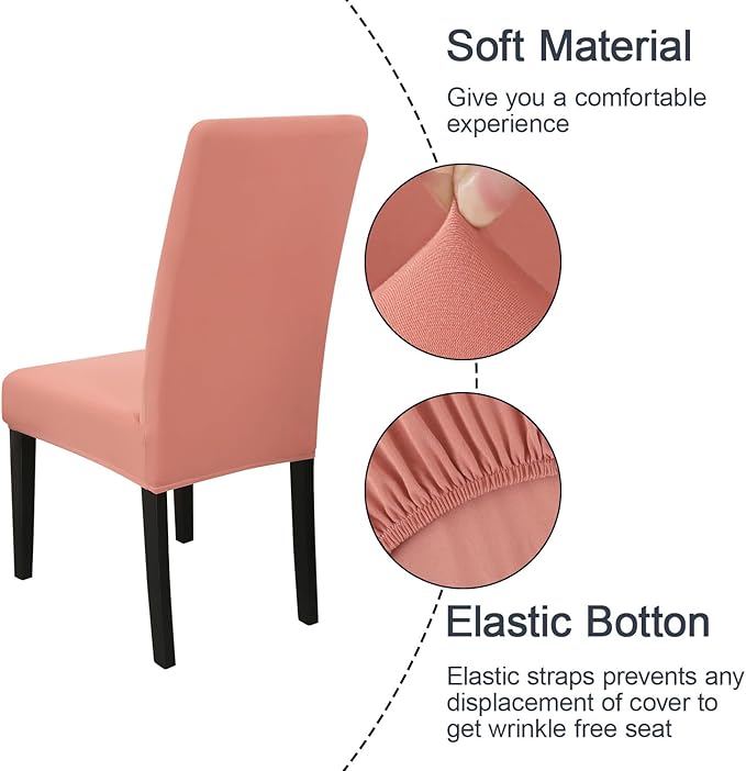 JQinHome Terra Cotta Chair Covers for Dining Room Set of 8, High Stretch Removable Washable Parsons Chair Slipcover for Home Party Hotel Wedding Ceremony (8PCS, Terra Cotta)