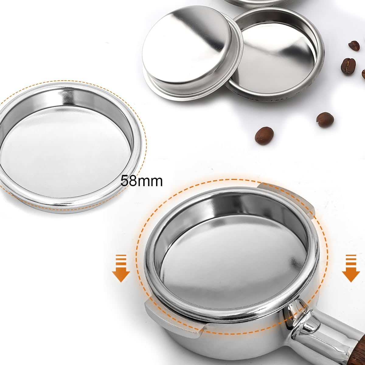 Backflush Inser, 58 mm Blind Filter, 304 Stainless Steel 58mm Backflush Insert, 2.28in Back Flush Blind Filter Basket, Backflush Filter Espresso for Espresso Machines, 1Pcs