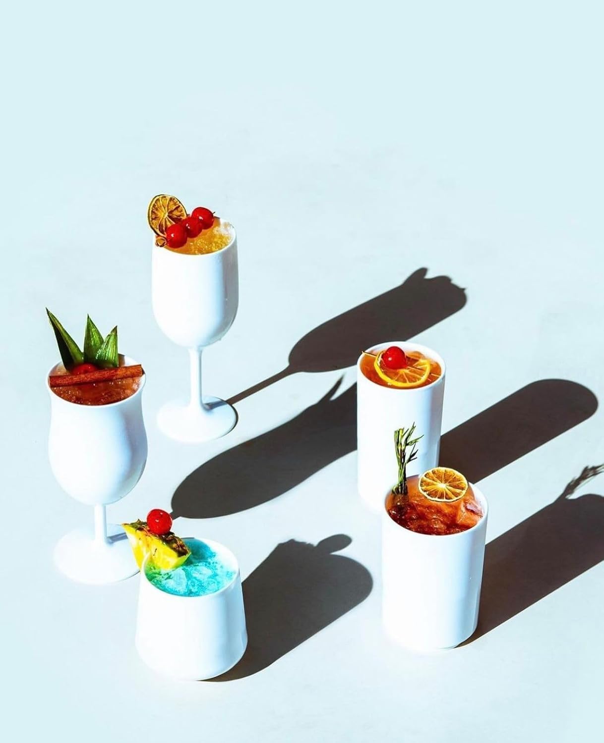 Drinique Unbreakable Stemless Wine Glasses (Set of 4) 12oz Tritan Plastic Stemless Glassware for Indoor or Outdoor Use - White