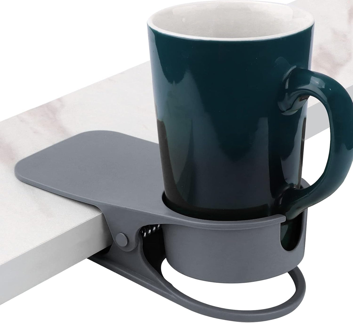 Kalolary New Drinking Cup Holder Clip with Groove, Table Bottle Cup Stand DIY Glass Cup Clamp Storage Saucer Clip Water Coffee Mug Holder Saucer Clip for Home Desk, Gray
