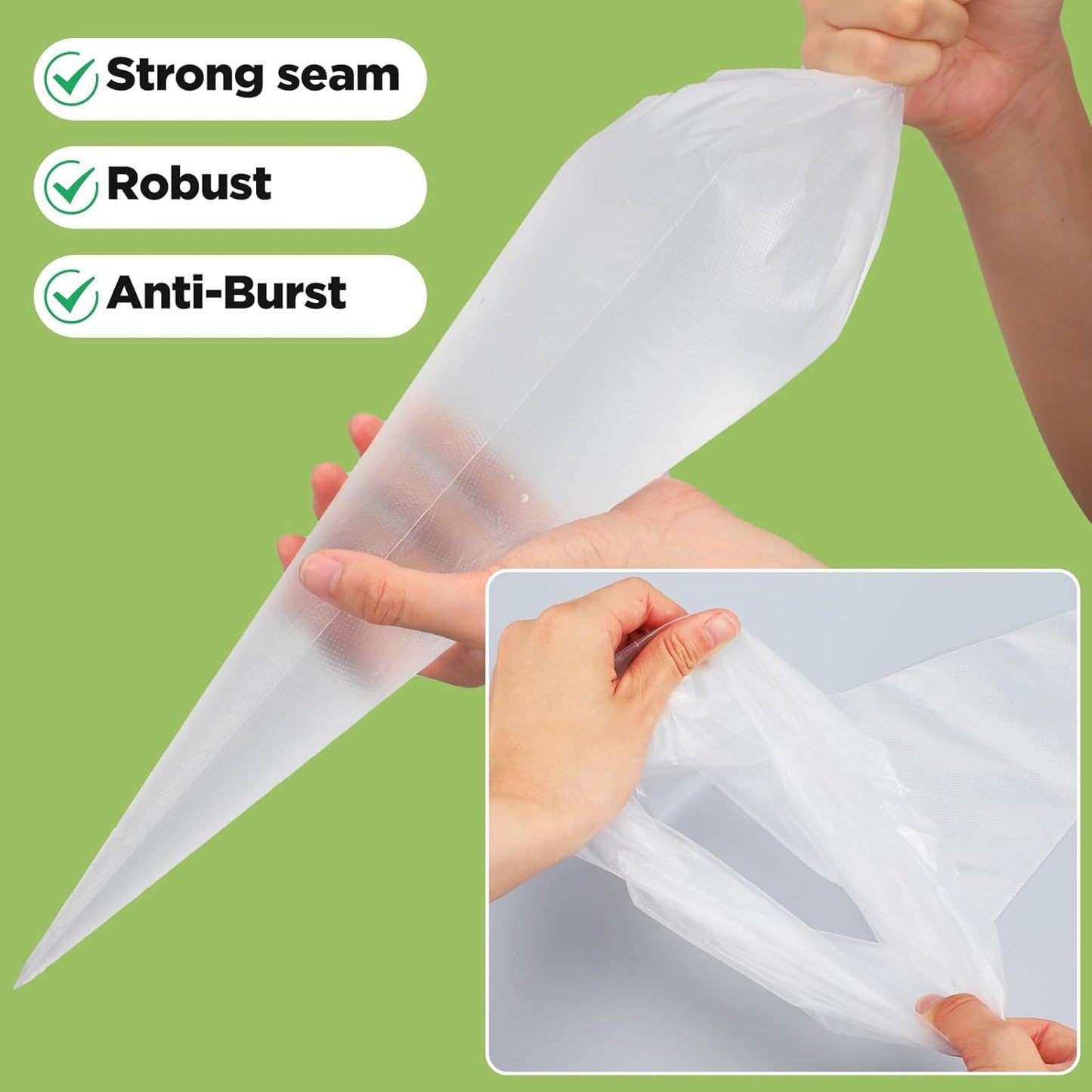 24 Inch Extra Large Piping Bag 200 Pack - Disposable Pastry Bags - Thick Anti-Burst Pastry Icing Frosting Piping Bags For Decorating Cupcakes Cakes Cookies (Large 24 Inch-200 Pack)