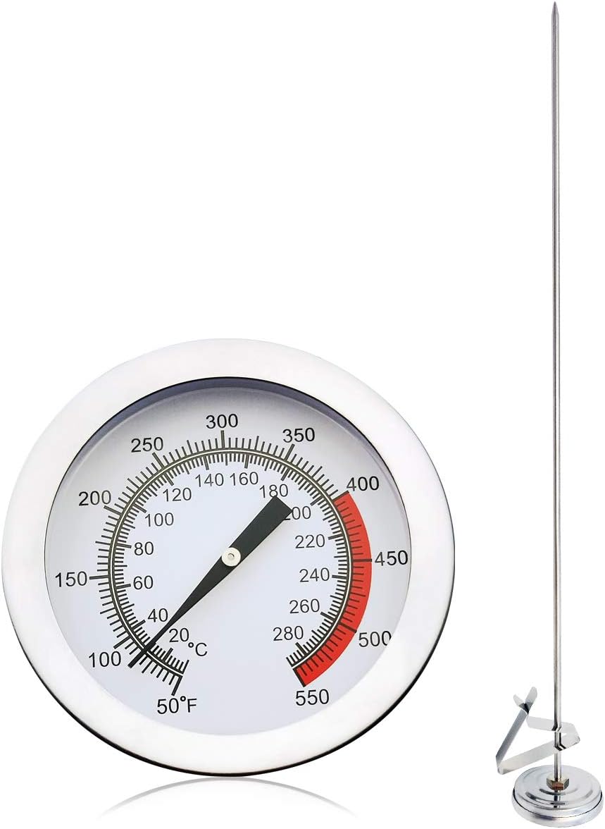 Deep Fryer/Candy/Turkey Thermometer with Clip&15 inch stem - Professional Kitchen Pot Fryer,Stainless Steel Fry Oil Thermometer for Frying,Candy and Meat Cooking