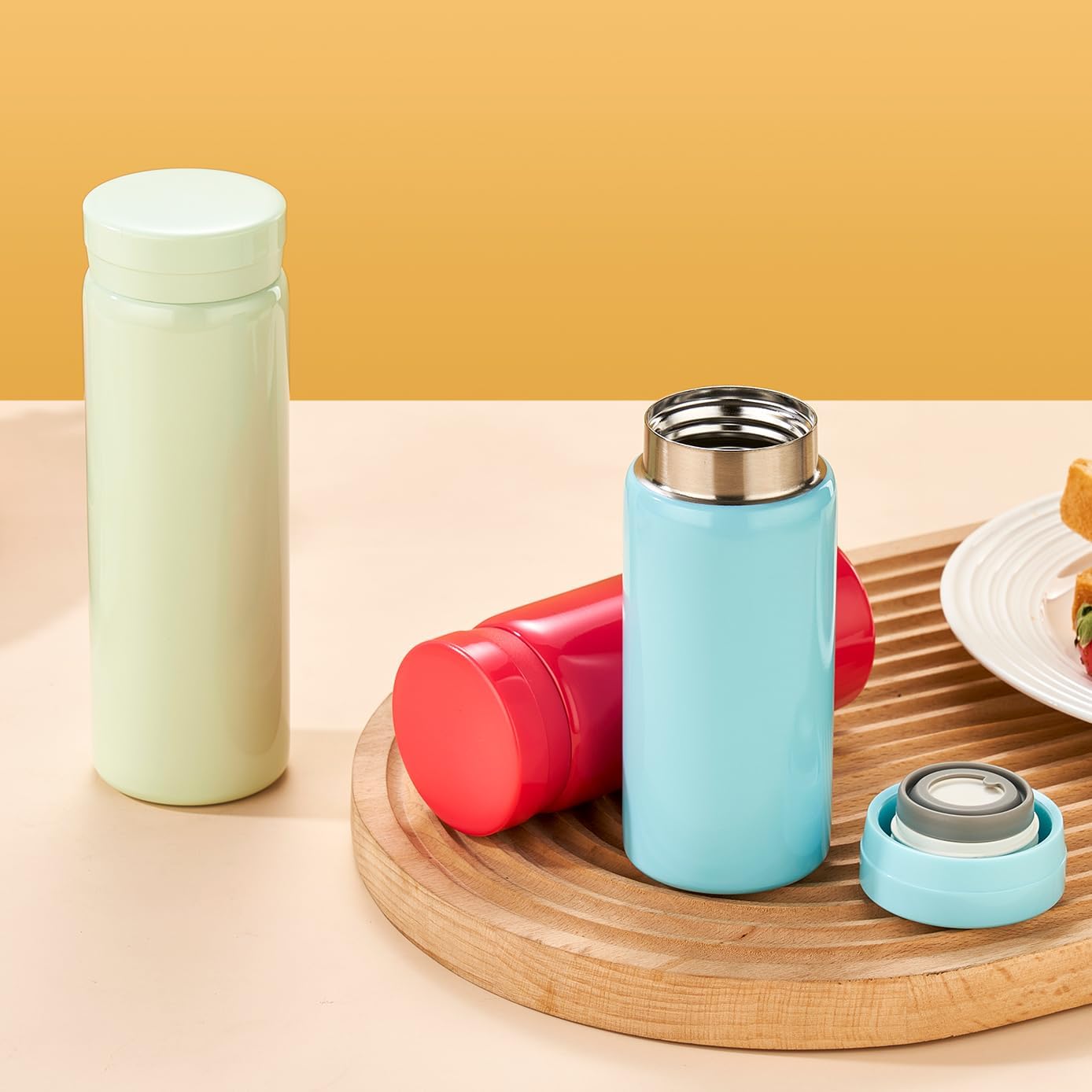 10oz Mini Water Bottle Stainless Steel Thermos Small Flask - Insulated Vacuum, Leak Proof, Keeps Drinks Hot/Cold - Ideal for Coffee, Tea, Water - Light green