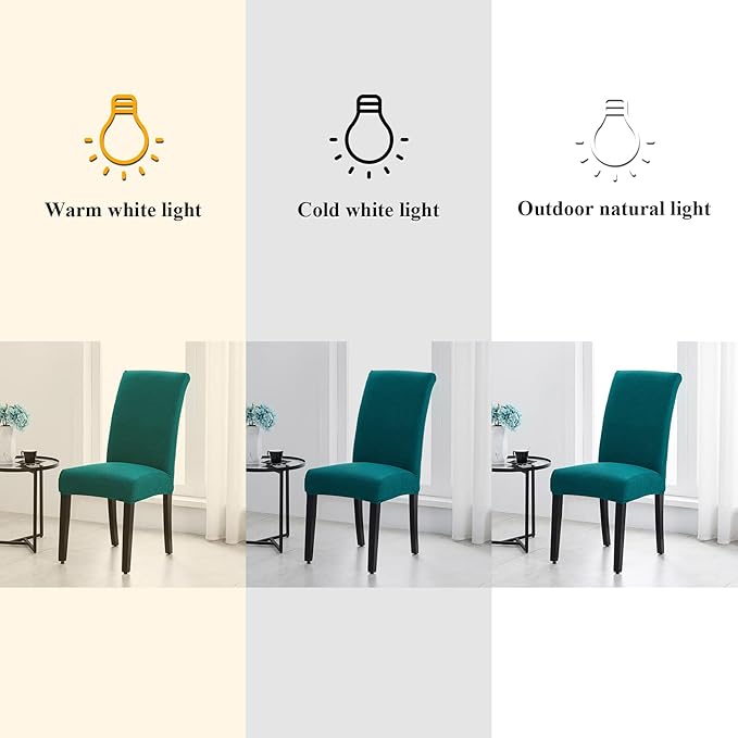 Joccun Chair Covers for Dining Room Set of 4, Dining Chair Slipcovers Stretch Dining Room Chair Covers Seat Protector,Washable Parsons Chair Cover for Home,Banquet(Peacock Blue,4 Pack)