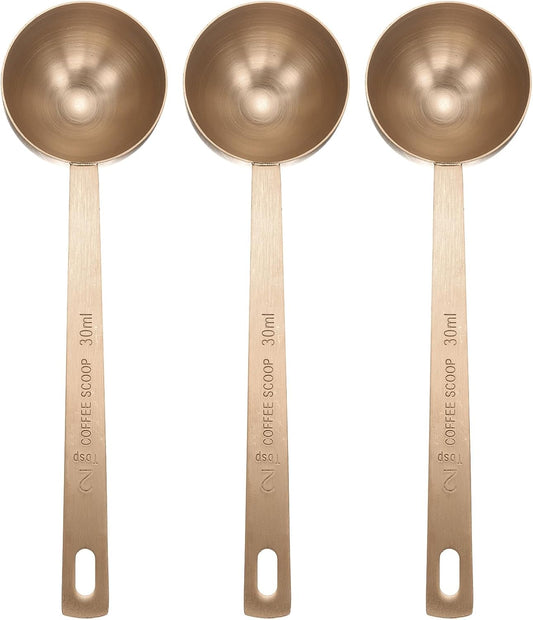 HARFINGTON 3pcs Coffee Scoop Spoon 2tbsp (6tsp, 30ml) 304 Stainless Steel Long Handle Teaspoon/Tablespoon Measuring Spoons Scoops for Tea Sugar Kitchen, Rose Gold