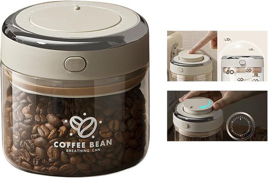 Coffee Canister with Premium Glass - Airtight Coffee Container with One-Way CO2 Valve and Freshness Tracker, Perfect for Coffee Bean Storage, 17oz/500ml