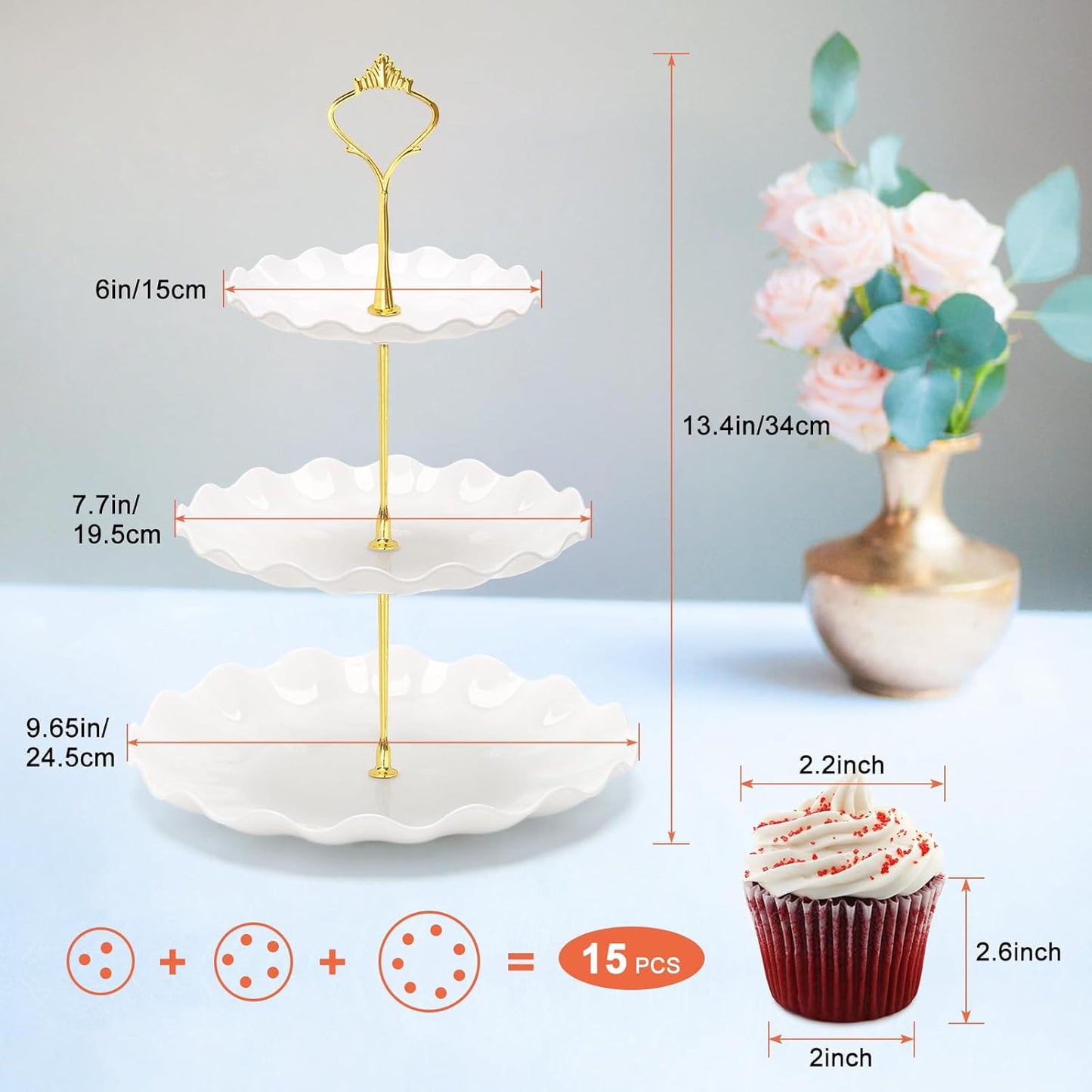 Coitak Plastic Cupcake Stands, 3 Tier Cupcake Stand, Dessert Tower Tray for Tea Party, Baby Shower and Wedding (2 Pack)