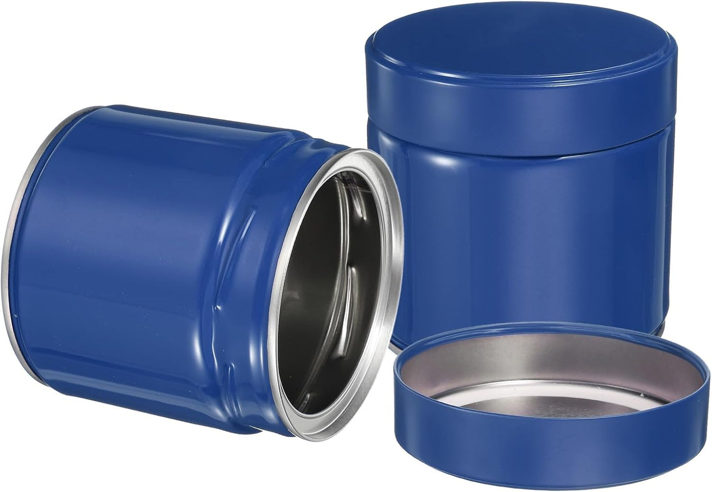 uxcell 2Pcs Round Tea Canisters, 4" x 4" Airtight Metal Tea Containers for Loose Tea, Coffee Beans, Spices - Durable, Compact, and Stylish Storage Tea Tin (Blue)