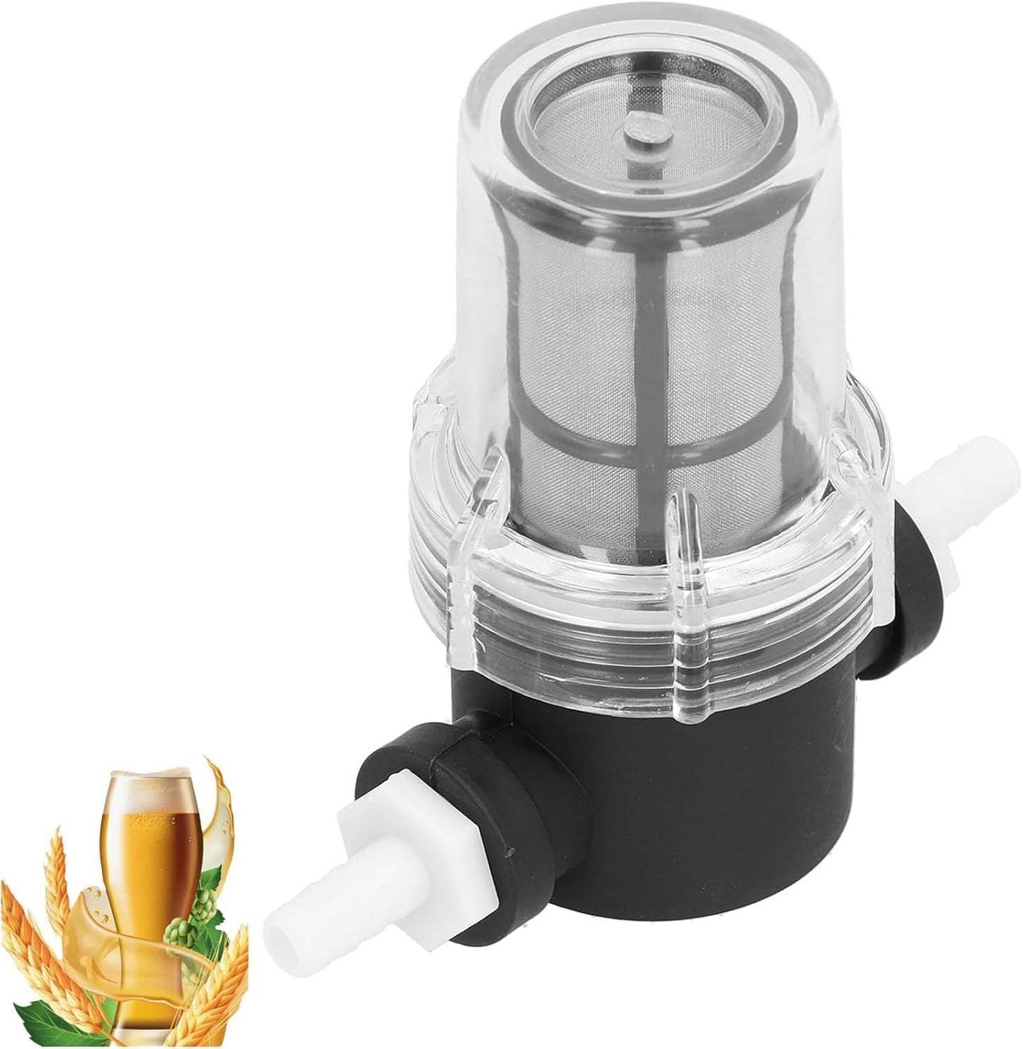 Inline Beer Filter, 100 Mesh 150 Micron Water Filter Plastic T Strainer Filtration Device, Gravity Feeding of Siphon Tube Brewing for Home Brewing Supplies (100 Mesh 150 Micron)