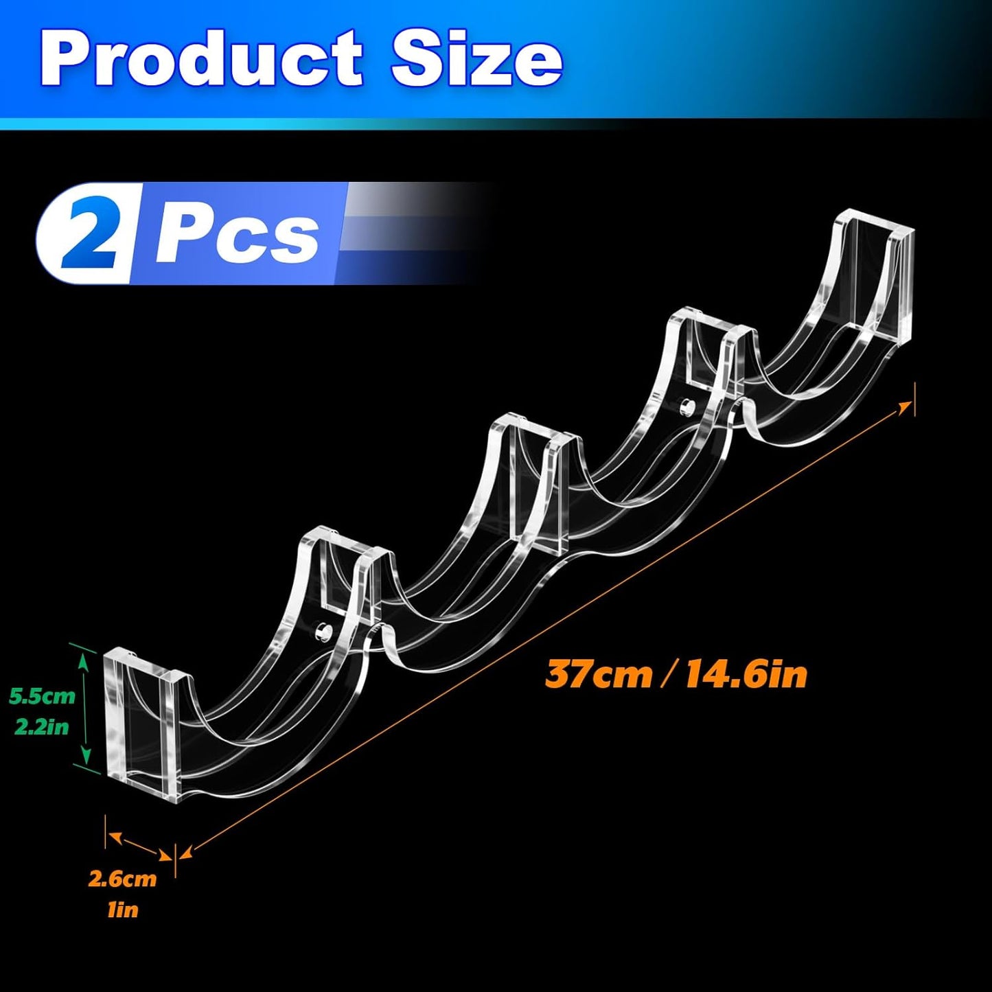 Cosmos 2 Pcs Hockey Puck Display Case Acrylic Hockey Puck Holder for 4 Pucks, Wall Mount Ice Hockey Puck Display Shelf Storage Rack for Collecting Pucks and Room Decoration, 14.6 x 2.2 x 1 in (Clear)