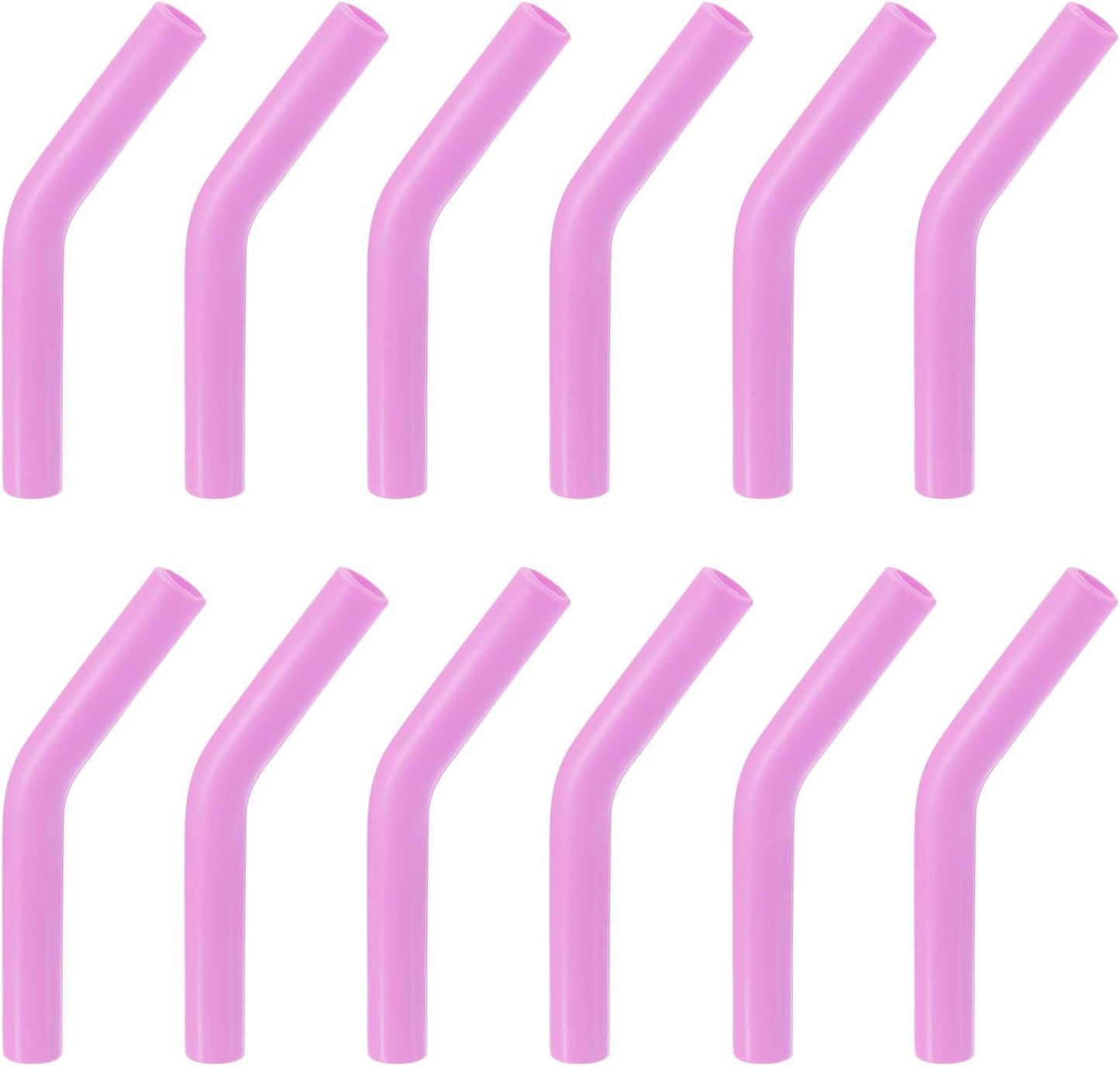 uxcell 12pcs Silicone Straw Tips, Silicone Straw Elbows Tip, Soft Reusable Metal Straw Covers Fit for 8mm/0.31" OD Stainless Steel Straws, Light Purple