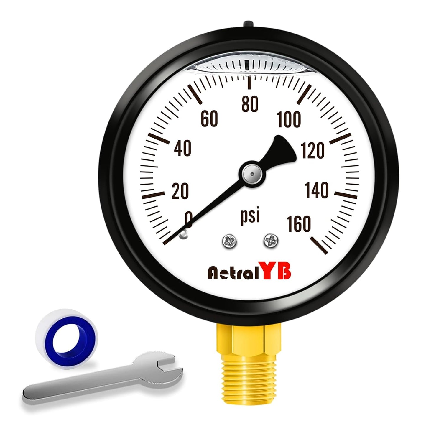 0-160 Psi Pressure Gauge,Stainless Steel Case,Glycerin Liquid Filled, 2.5" Dial Size, 1/4" NPT Lower Mount, IP67 Waterproof,for Water Pump, Air Compressor, Well Pump, RV Regulator