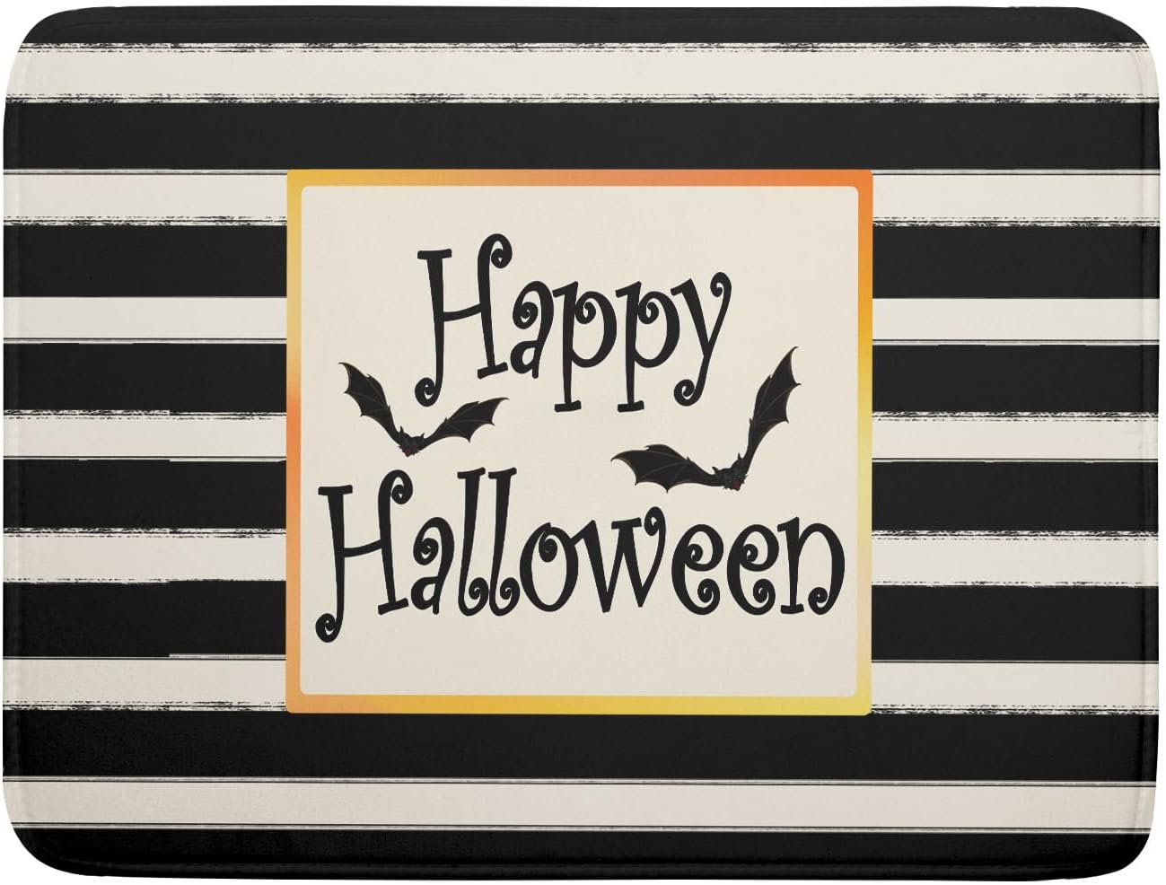 Happy Halloween Bats Dish Drying Mat for Kitchen Counter,Black and White Stripe Drying Mat 18 x 24 Inch with High Absorbent Microfiber Dish Drying Pad Dish Rack Pad Drainer Mat for Coffee Bar