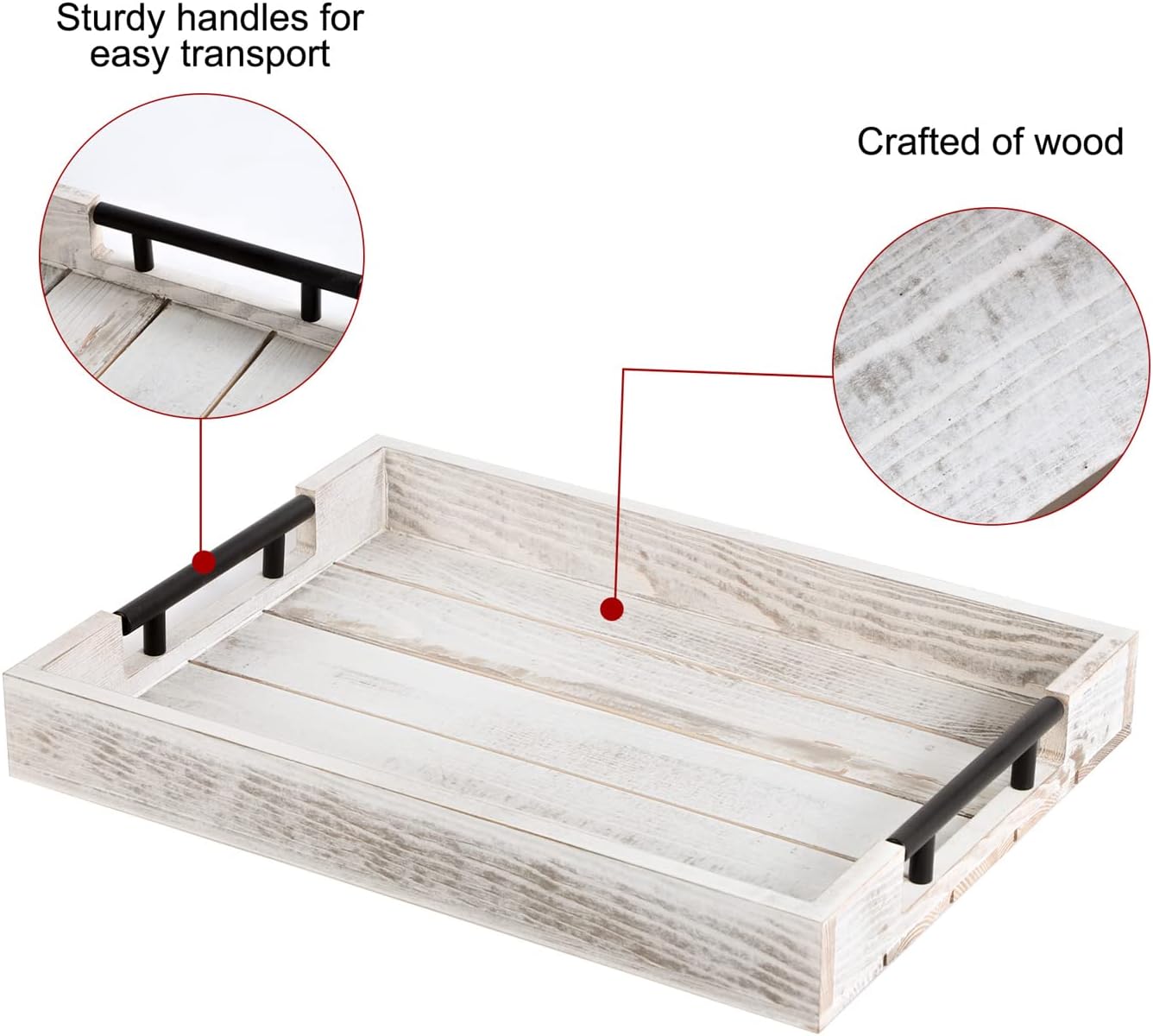 Wooden Serving Ottoman Tray With 4 Coasters, Breakfast Tray With Handles, Home Decor for Living Room, Coffee Table