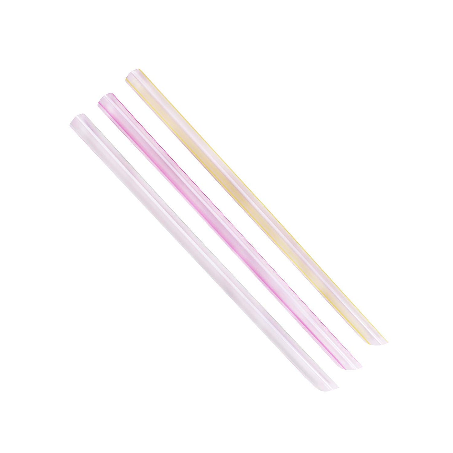 Karat C9050s 9" Boba Straws (10mm Diameter), Unwrapped, Diagonal Cut, Assorted Striped Colors (Case of 1600)
