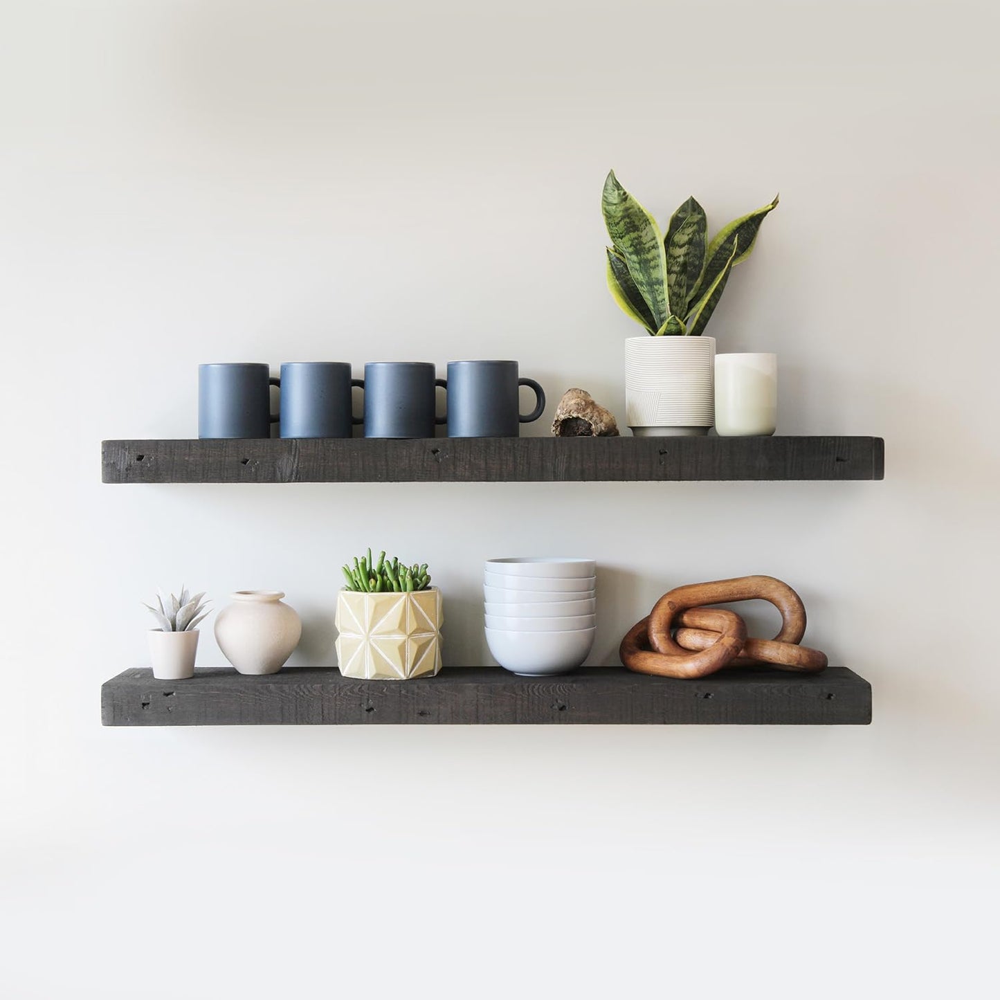 Urban Legacy Reclaimed Barnwood Planks | Floating Shelves for Wall w/Flush Mount Shelf Bracket Set Included | Set of 2 (Coffee Bean, 40"x7"x 2")