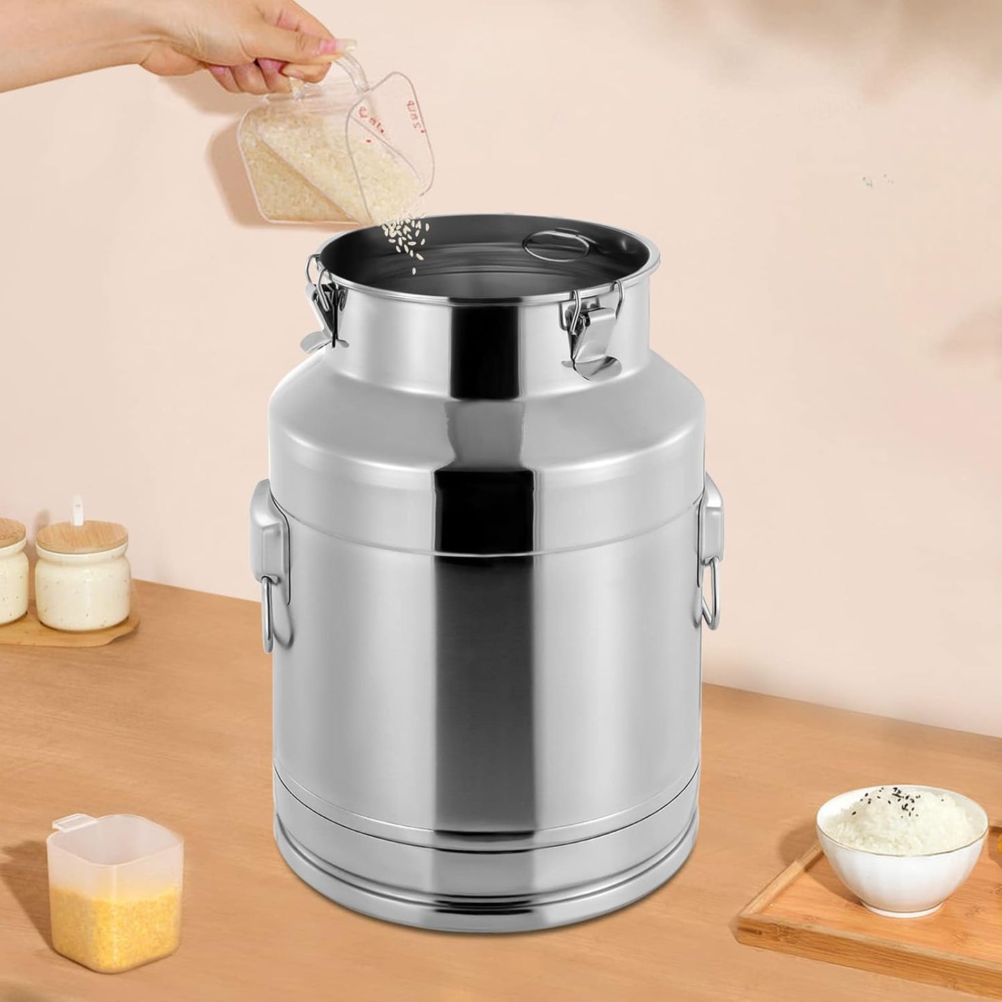 Thickened Stainless Steel Milk Can Large Liquid Container Storage,Stainless Steel Milk Bucket With Sealing Lid and Carry Handle,for Wine, Oil Storage Transport (28L/7.4 Gal)