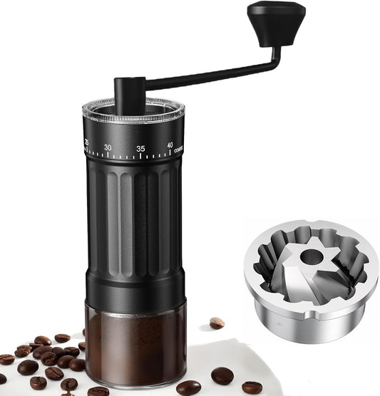Mini Manual Coffee Grinder with CNC Stainless Steel Conical Burr & 40 Adjustable Settings, Portable Hand Coffee Bean Mill with 30g Capacity & Crank, Great for Travel, Camping, Espresso, Pour Over, etc