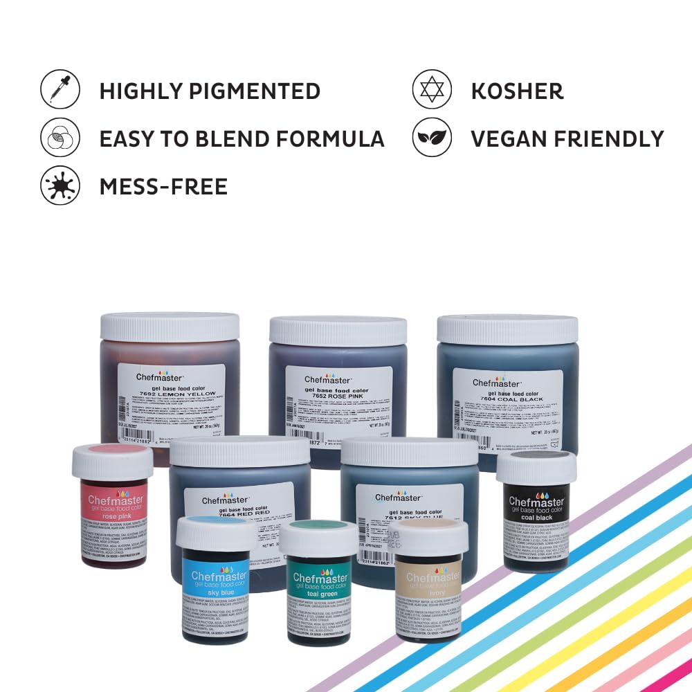 Chefmaster Christmas Red Gel Food Coloring | Vibrant Color | Professional-Grade Dye for Icing, Frosting, Fondant | Baking & Decorating | Fade-Resistant | Easy-to-Use | Made in USA | 20 oz