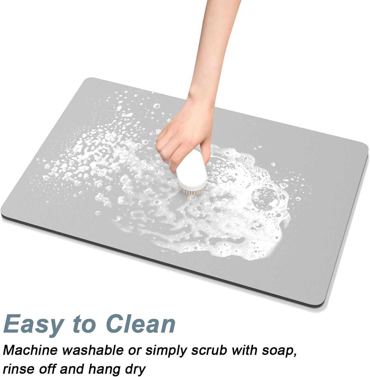 Rnivvi Coffee Mat, 12" x 19" Coffee Bar Mats for Espresso Machine Station Accessories and Organizer, Hide Stain Rubber Backed Absorbent Dish Drying Pad for Kitchen Counter, Cute Bar Decor Pad, Gray