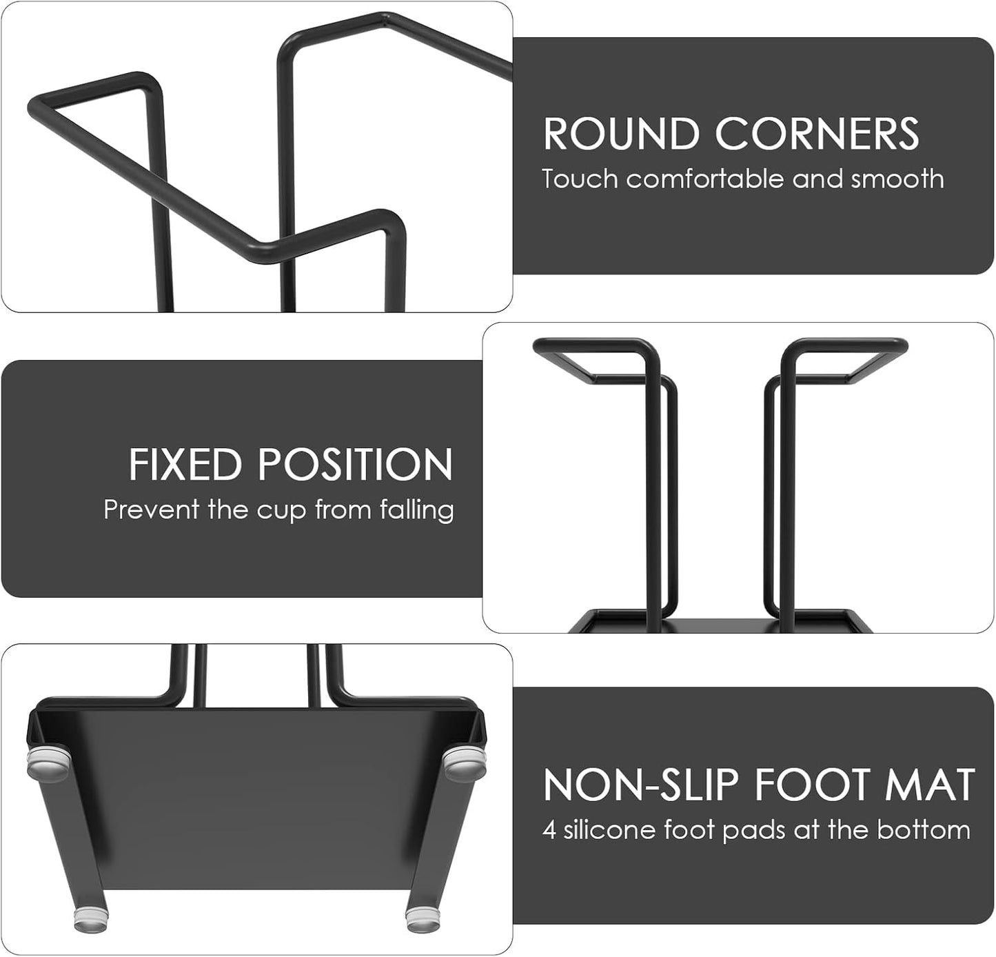 Metal Bathroom Cup Dispenser, Disposable Paper Bathroom Cup Holder, Countertop Cup Storage Organizer for Home Office (Black)