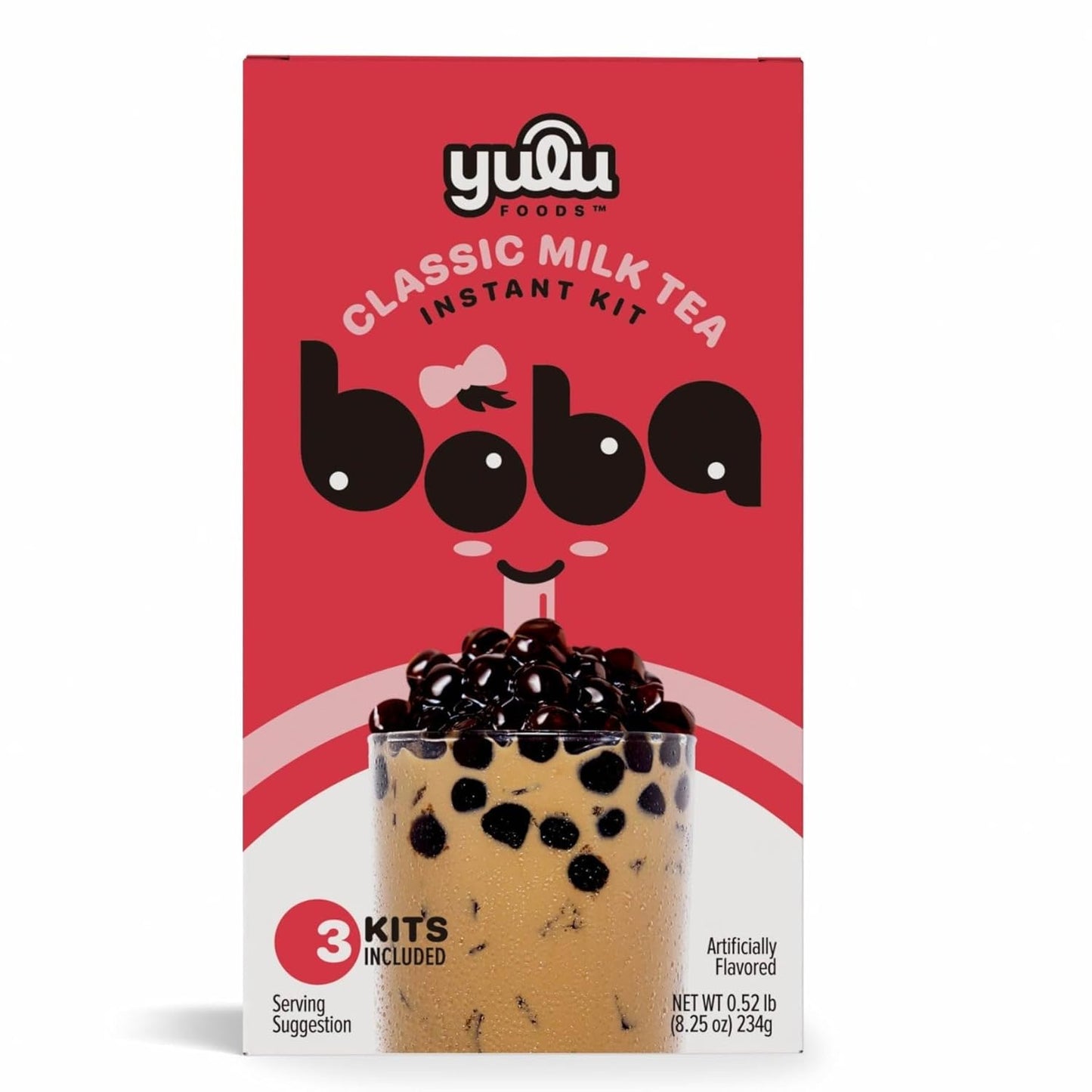 YULU FOODS Instant Bubble Pearl Classic Milk Tea Kit with Authentic Brown Sugar Tapioca Pearls, Ready in Under One Minute, Paper Straws Included – 3 Servings