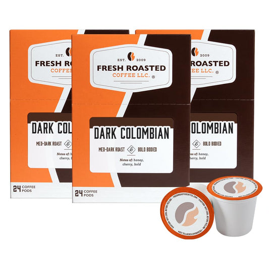 Fresh Roasted Coffee, Dark Colombian, Med-Dark Roast, 72 Pods for K Cup Brewers