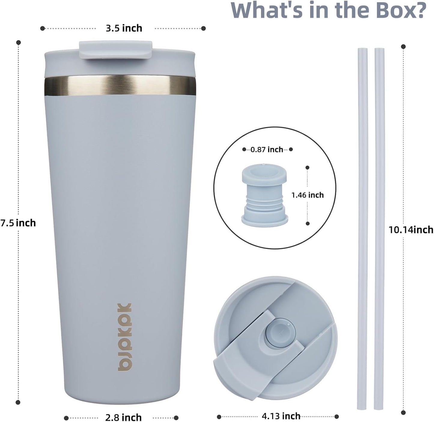BJPKPK 22oz Stainless Steel Insulated Tumbler With lid And Straw Travel Coffee Thermal Tumblers Cup For Women And Men,Modern Blue