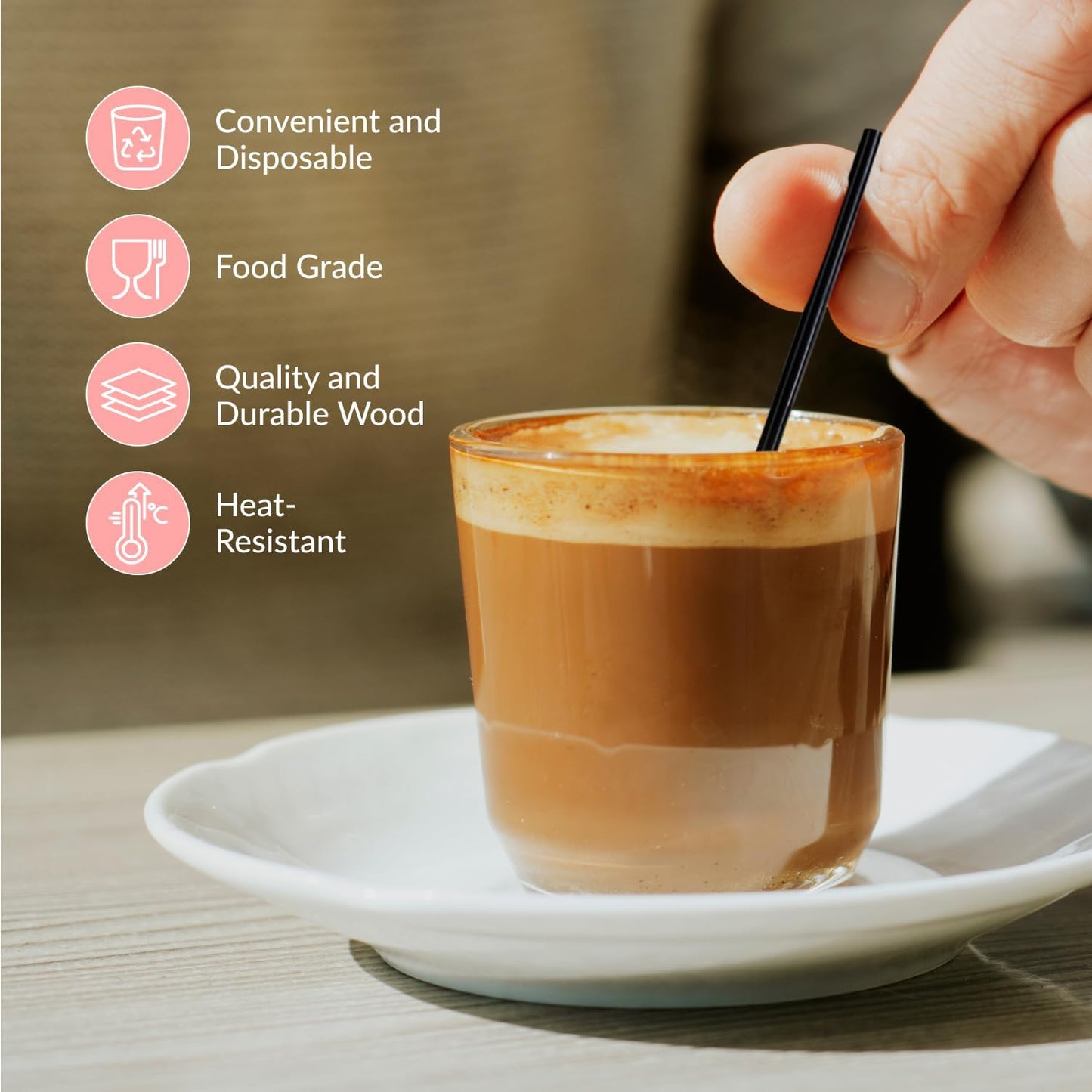 Prestee Plastic Coffee Stirrers, 2000ct, 5" - Plastic Straws, Drinks and Coffee Stir Sticks, Cocktail Swizzle Sticks, Disposable Stir Stick, Drinking Straws for Cocktails (Black)