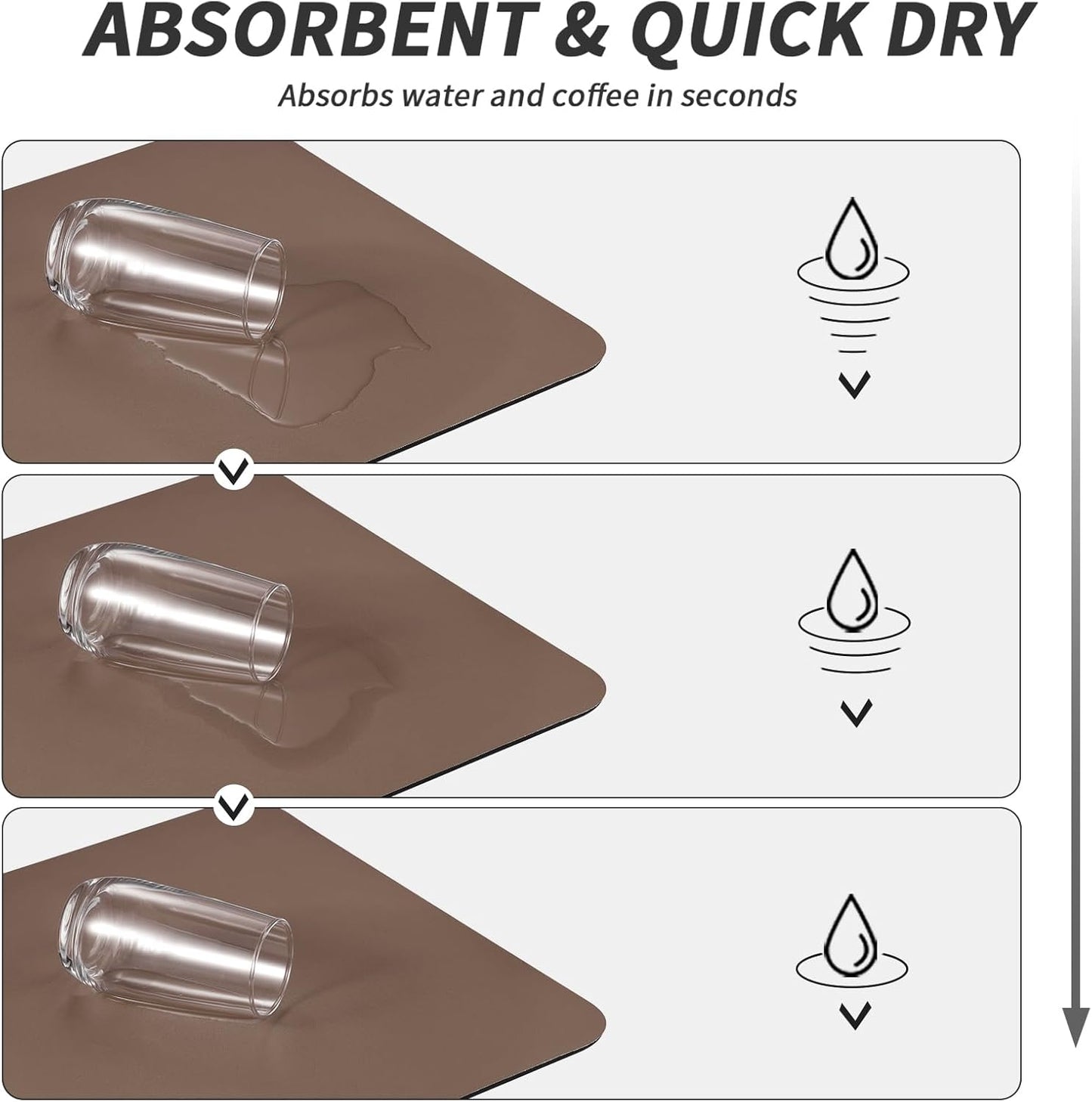 Coffee Mat - Absorbent Hide Stain Rubber Backed Dish Drying Mat for Kitchen Counter - Bar Mats for Countertops Accessories Fit Under Coffee Maker Espresso Machine