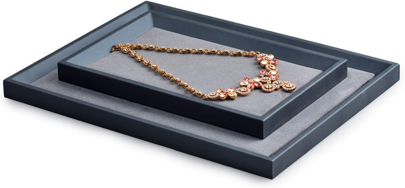 Oirlv Premium Leather Flat Jewelry Tray Jewelry Display Organizer,Valet Tray for Nightstand or Dresser Organizer(Small)