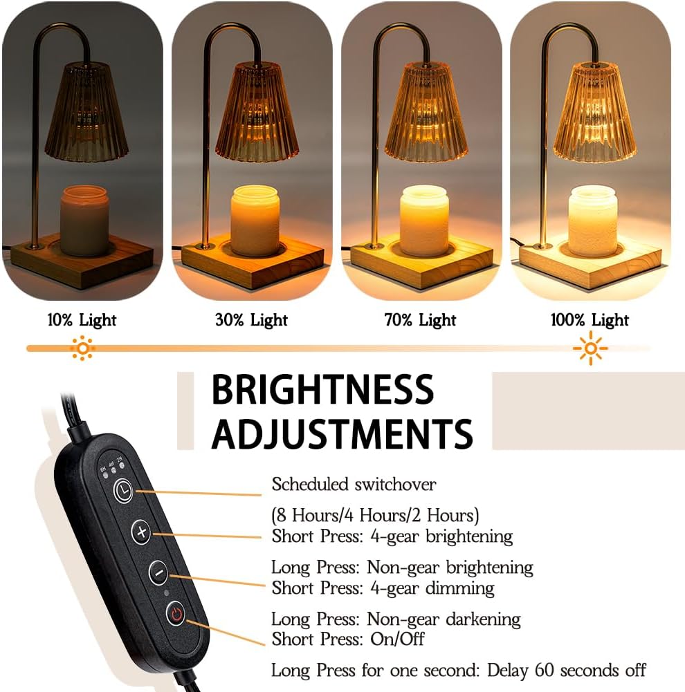 Candle Warmer Lamp with Timer, Candle Wax Warmer Flower Lamp Dimmable, Birthday Day Gifts for Mom Women, Home Fragrance Accessories for Dorm Room Decor