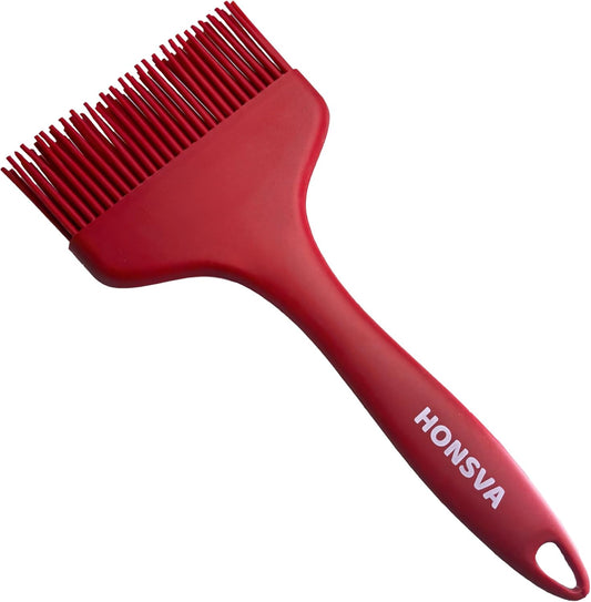 Large Silicone Sauce Brush for Basting, Heat Resistant, W/3.5" L/8.5", One-Piece Design Kitchen Utensil for Baking, Grilling, Spreading Butter, BBQ Sauce, Marinade, Dishwasher Safe, 1 Pcs, Red