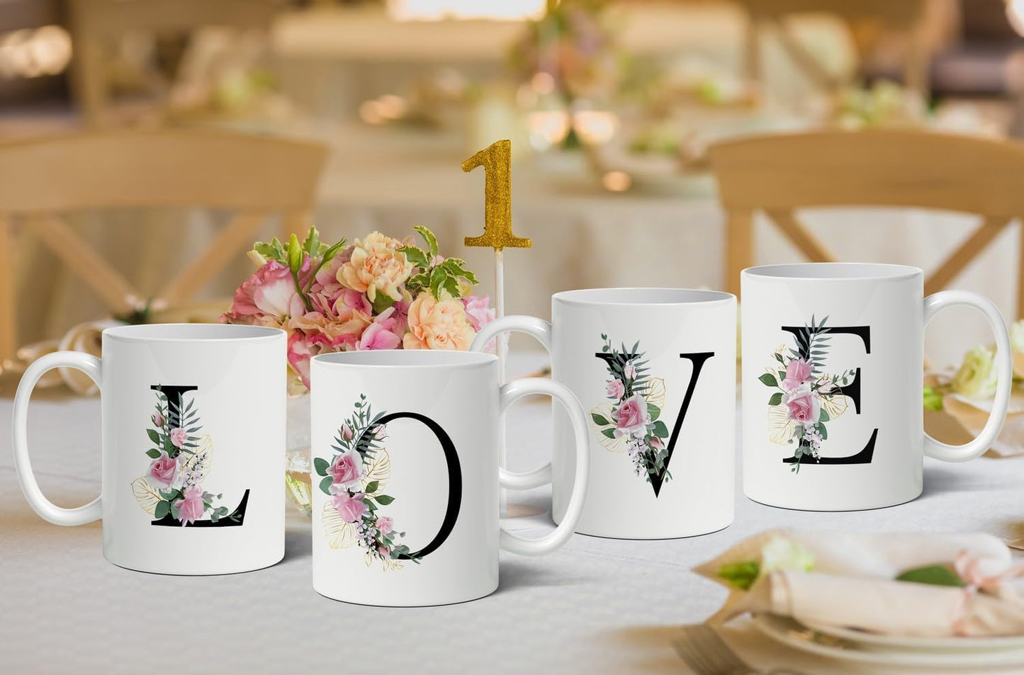 Retreez Initial A-Z Floral Botanical Bouquet Alphabet Monogrammed Monogram Mug 11 Oz Ceramic Tea Coffee Mugs - Appreciation Thank You Wedding Birthday Gifts for her friend coworker sister - Z Initial