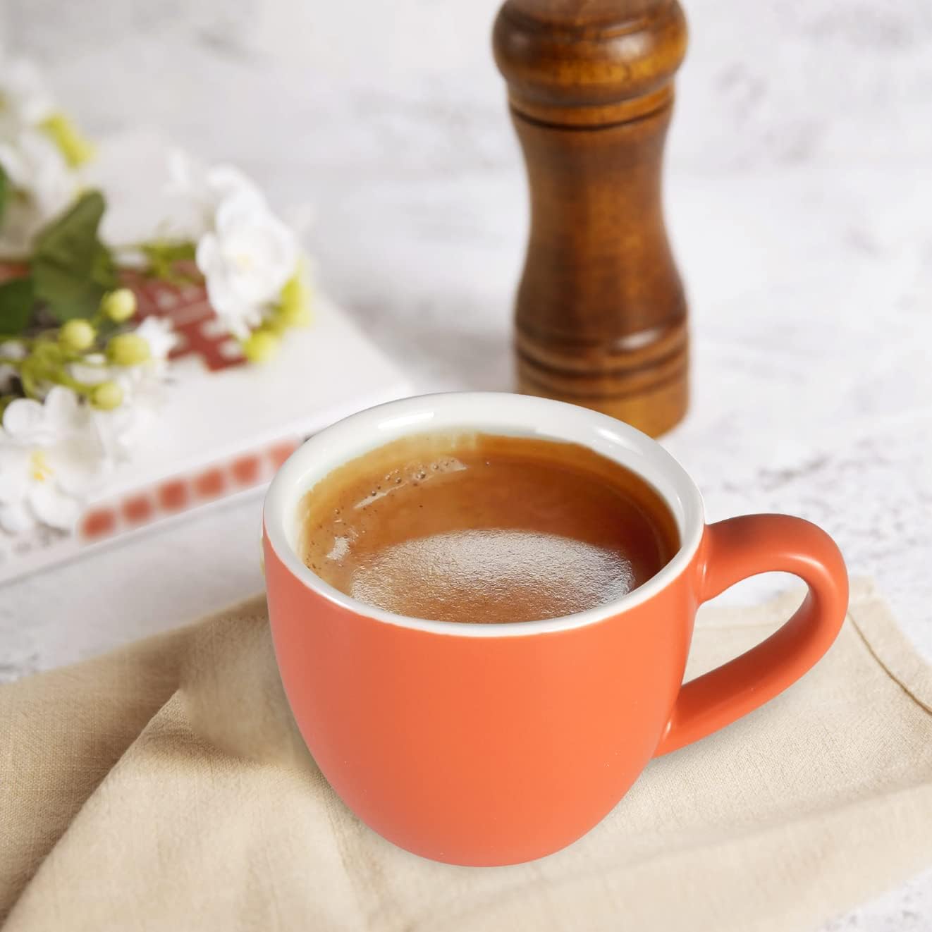 homEdge Mini Procelain Espresso Cup, 3 Ounces / 90 ml Tiny Coffee Mugs Demitasse for Espresso, Tea- Orange