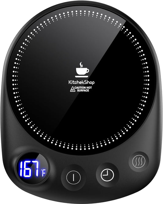 Coffee Mug Warmer - Fastest Heating & Highest Temperature, Coffee Cup Warmer for Desk Auto Shut Off, 4 Temp Settings & 1-12H Timer, Smart Electric Beverage Warmer for Coffee, Tea (Black)