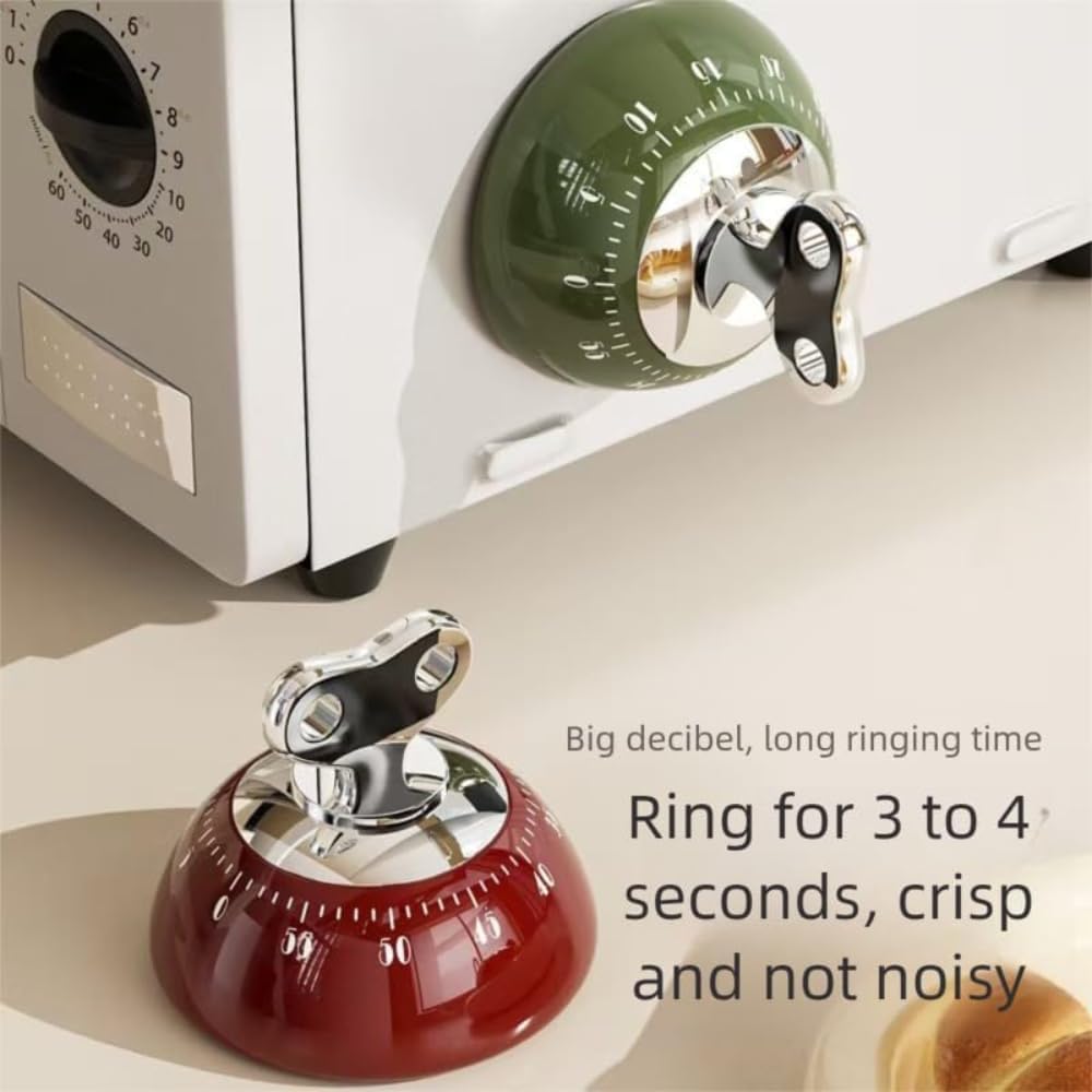 Kitchen Timers for Cooking, 100% Mechanical Cooking Timer，No Batteries Required，Magnetic Back.(red)