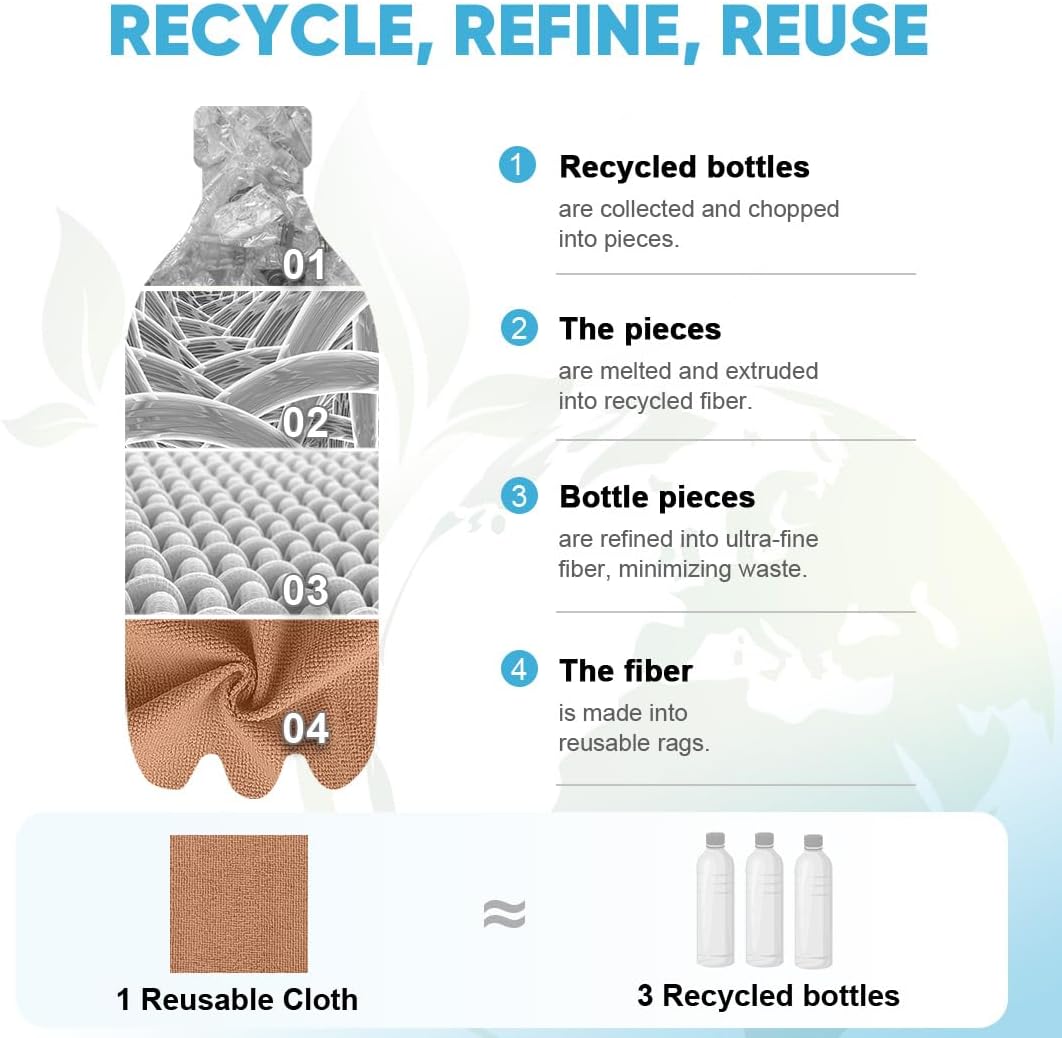 AIDEA Microfiber Cleaning Cloth Roll, 55 Sheets Shop Towels Washable, Microfiber Towels for Cars, Shop Rags Reusable Paper Towel for Automotive, Workshop, House, Kitchen, Cleaning Supplies11×9" Coffee