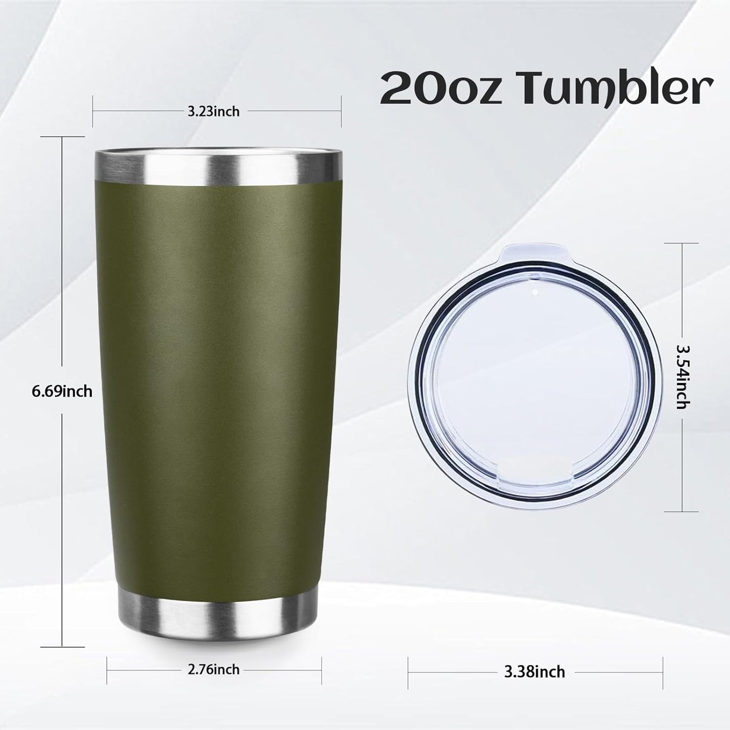 StarSpeed 20oz Tumbler Bulk with Lid, Stainless Steel Insulated Tumblers Double Wall Vacuum Insulated Travel Mug, Powder Coated Coffee Cups for Hot and Cold Drinks(Navy Green,8)