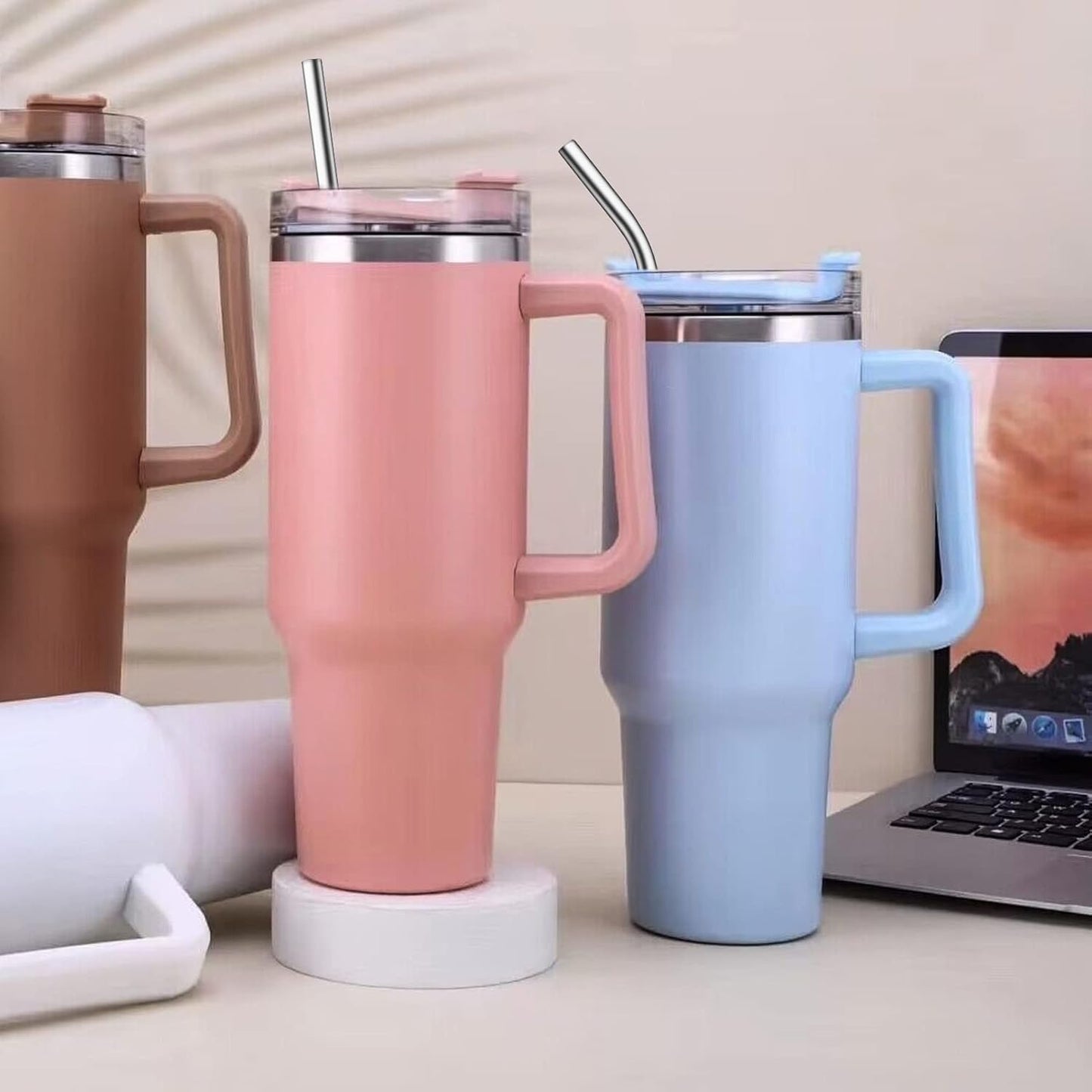 AIERSA Metal Straws for 40oz Tumbler Replacement,12 Inch Reusable Stainless Steel Straw Compatible Stanley Cup, 6pcs Large Straws with Cleaning Brush for Stanley Cup Accessories