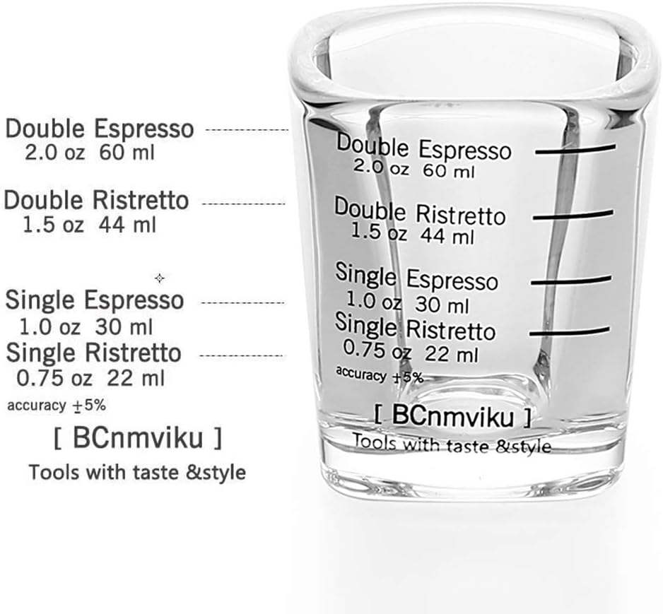 Espresso Shot Glass Liquid Heavy Sturdy Glass Shot Glasses Measuring cup Wine Glass 6 Pack 2oz/60ml By BCnmviku (Sturdy 6Pack)