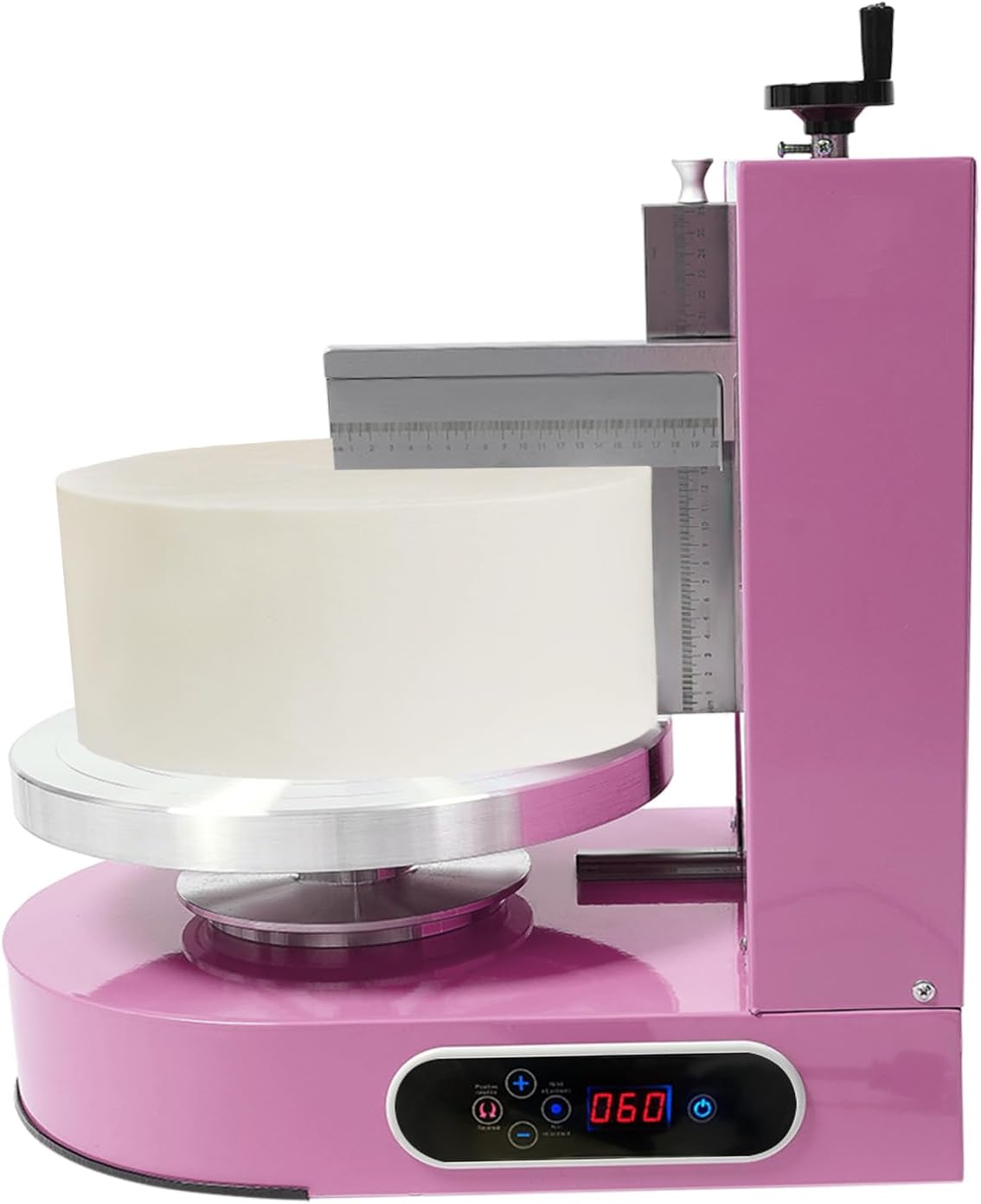 Cake Decorating Machine, 200W Electric Cake Cream Spreading Coating Machine with Adjustable Scraper, Turntable Cake Frosting Smoother, for 4-12in Cake, 60-320RPM (Pink)