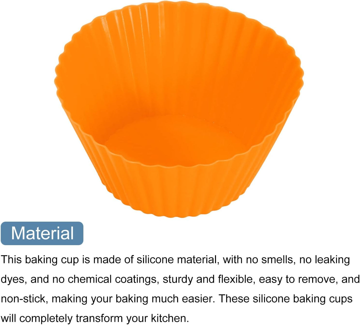 uxcell 36Pcs Silicone Cupcake Liners, Non-Stick Baking Cups, for Cooking Eggs, Baking Muffins and Make a Cake(Orange)